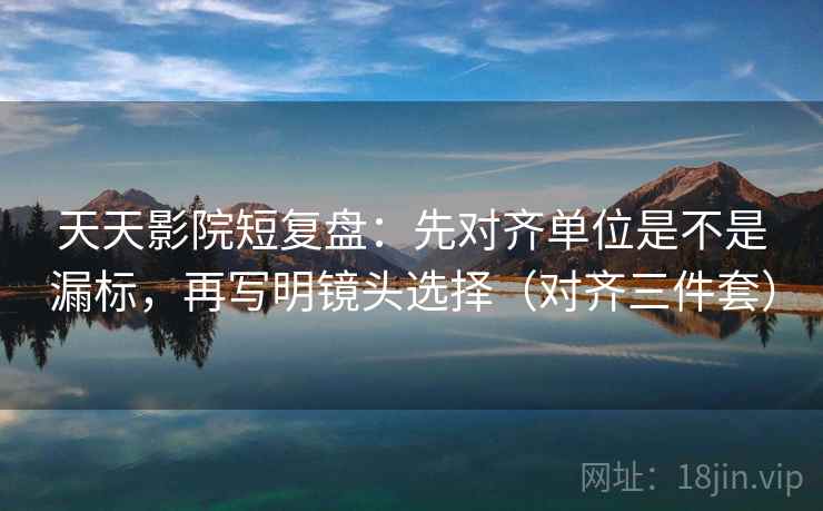天天影院短复盘：先对齐单位是不是漏标，再写明镜头选择（对齐三件套）  第2张